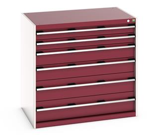 40029107.** cubio drawer cabinet with 6 drawers. WxDxH: 1050x750x1000mm. RAL 7035/5010 or selected